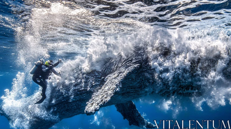 Diver's Dance with a Gentle Whale