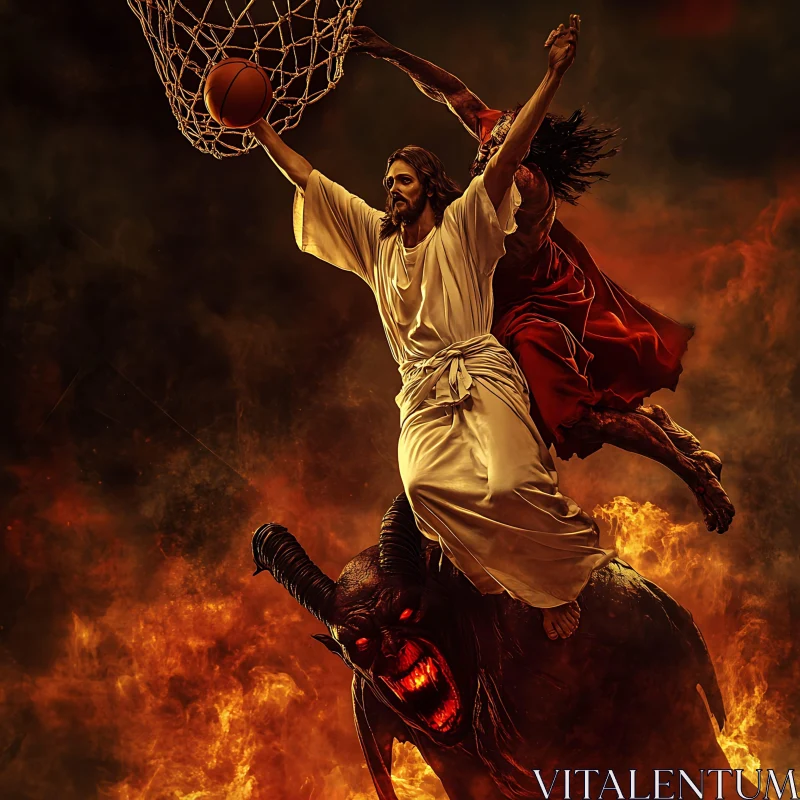 Heaven and Hell Basketball Match AI Image