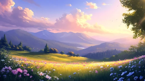 Pastel Skies Over Mountain Landscape