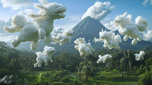 Fantasy Landscape with Cloud Creatures