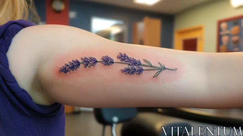 Delicate Lavender Floral Tattoo