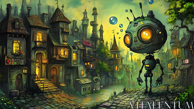 Fantasy Robot in an Old City