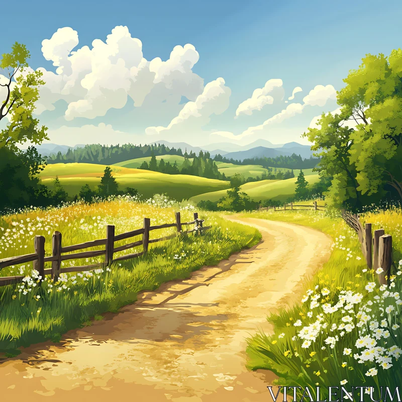 Scenic Route Through Rolling Green Hills