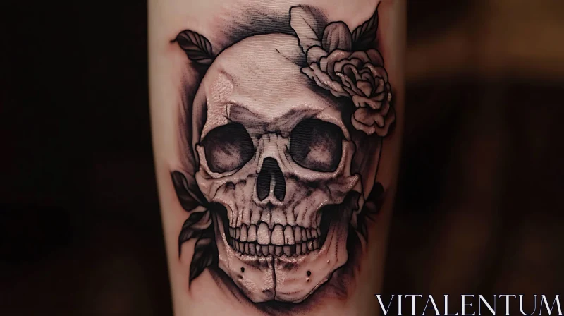 Skull and Rose Tattoo Art