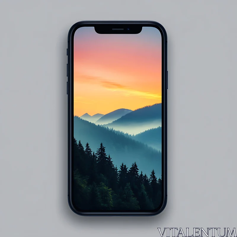 Sunset Mountain View on Mobile Screen