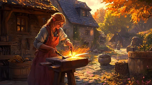 Fantasy Blacksmith Shaping Metal