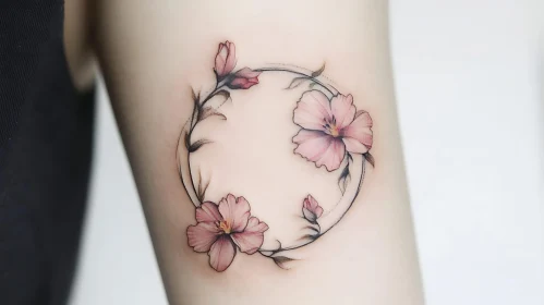 Graceful Pink Flower Tattoo Design