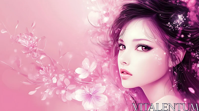 Woman in Pink: A Floral Fantasy