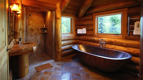 Log Cabin Style Bathroom Interior