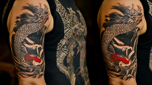 Dragon and Koi Fish Tattoo Art