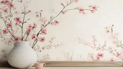 Floral Serenity with Vase and Blossoms
