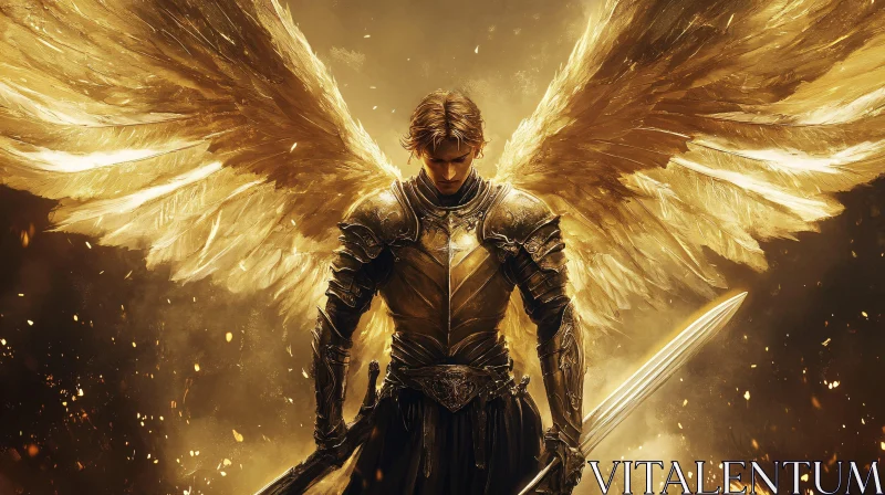 Armored Angel with Golden Wings