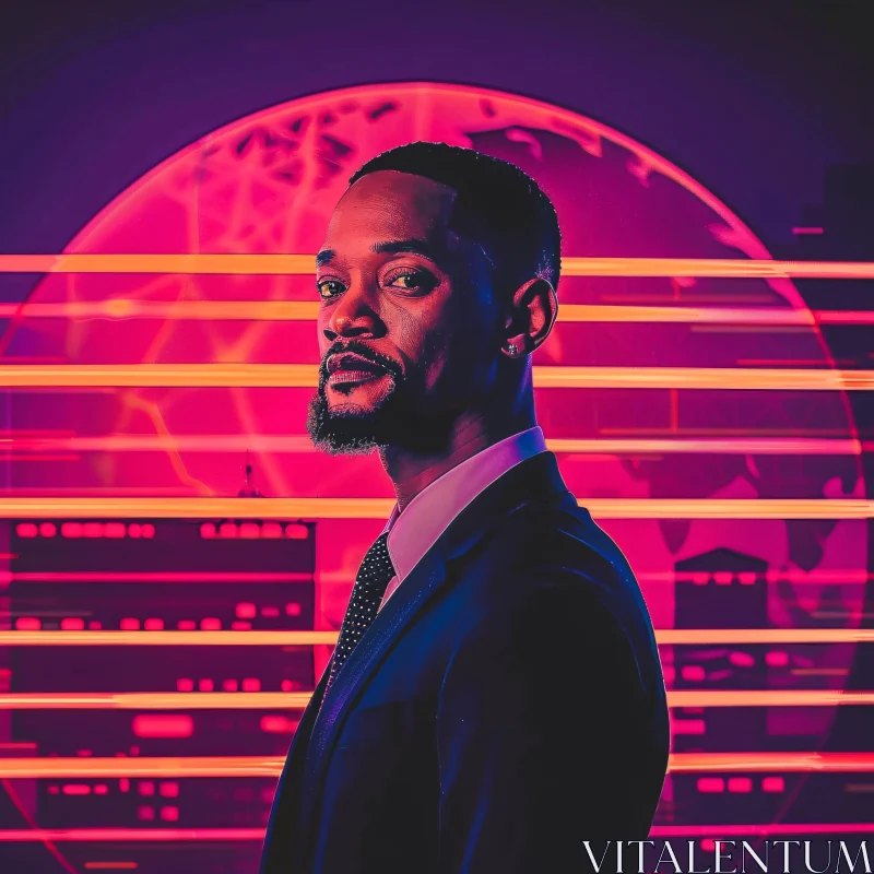 Electrifying Neon Portrait of Will Smith