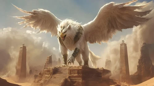 Fantasy Griffin in Desert Landscape