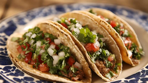 Tasty Mexican Tacos with Fresh Cilantro and Tomatoes