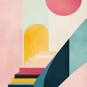 Pastel Geometric Abstract Painting