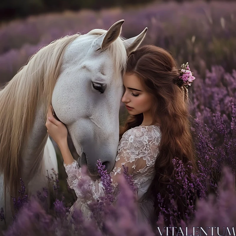 Ethereal Bond: Woman and Horse Portrait
