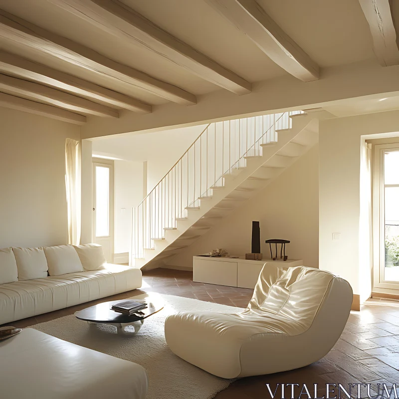 Bright White Living Space with Modern Furniture