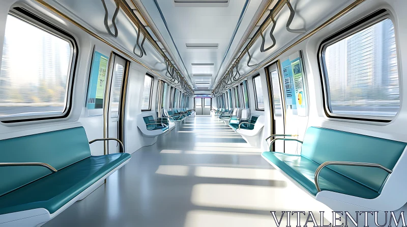 Teal Seats in Subway Car