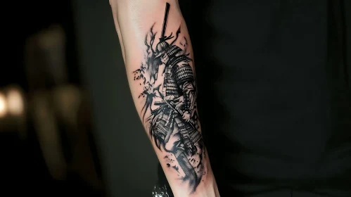 Intricate Samurai Tattoo Art on Arm
