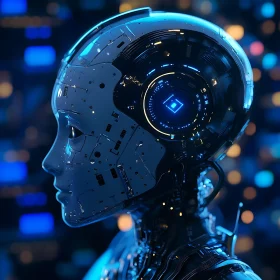 Futuristic Cyborg with AI and Advanced Technology