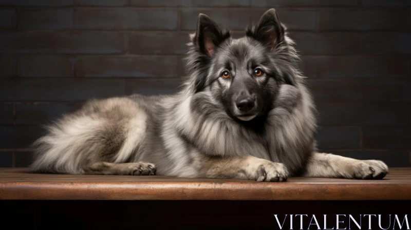 Elegant and Emotive Dog Portrait in Grey AI Image