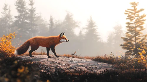 Red Fox in Autumnal Woods
