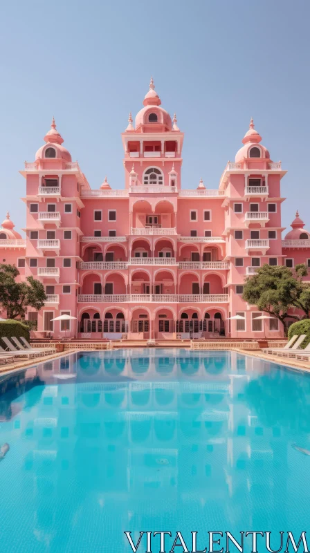 Pink Hotel: A Captivating Blend of Indian Pop Culture and Baroque Grandiosity AI Image