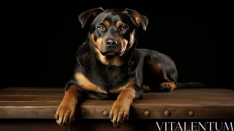 Rottweiler on Table - Studio Portraiture AI Image