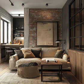 Modern Interior with Brick Wall