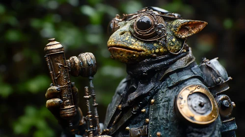 Goggled Frog in Steampunk Attire