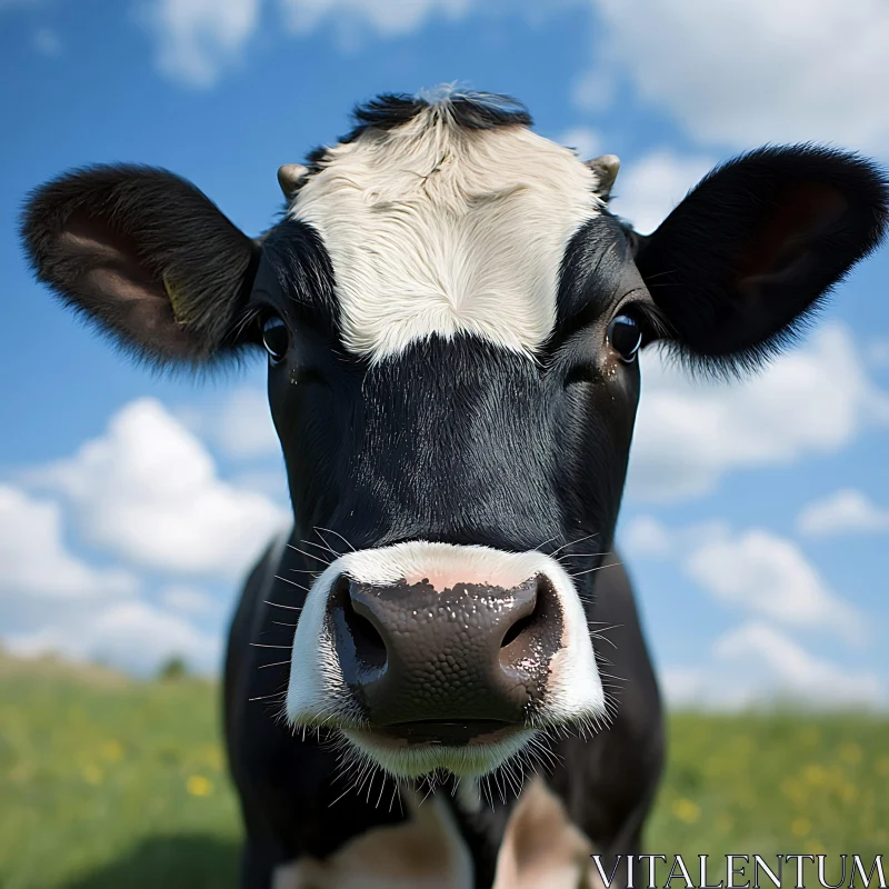 Black and White Cow Portrait AI Image