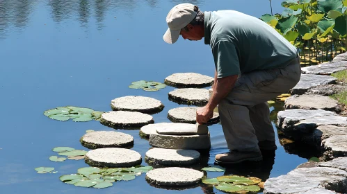 Pond with stepping stones