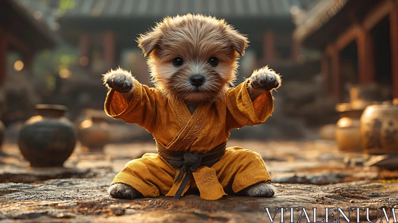 Zen Puppy in Robe AI Image