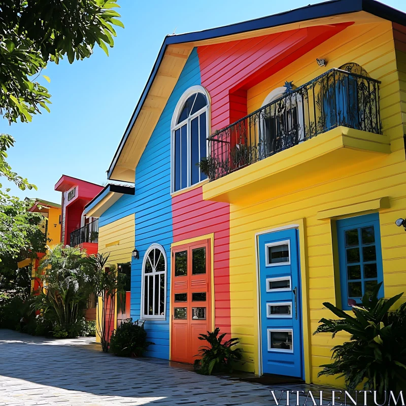 AI ART Brightly Painted Houses on a Sunny Day