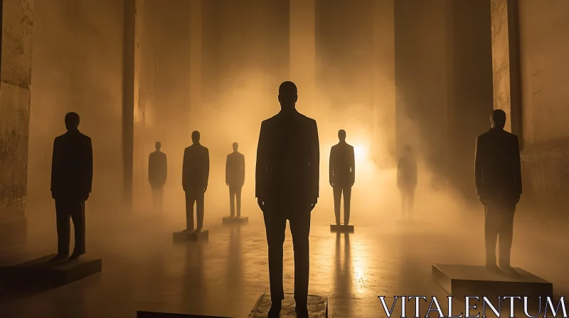 AI ART Silhouetted Men in Enigmatic Fog