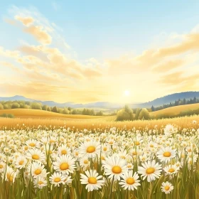 Daisy Meadow at Sunset