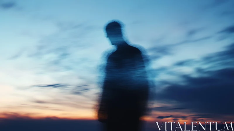 AI ART Blurred Figure Contemplating Twilight