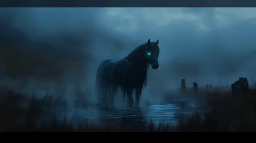 Mystic Horse in the Fog