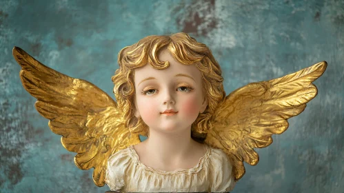 Guardian Angel Statue with Textured Background