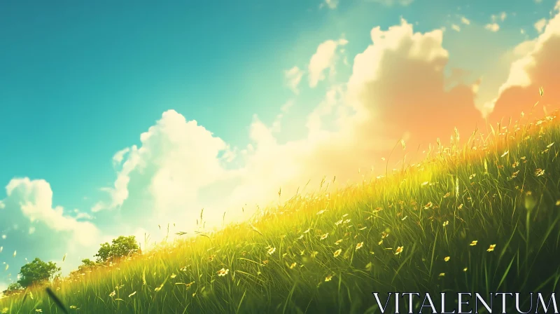 AI ART Sunlit Meadow and Azure Sky