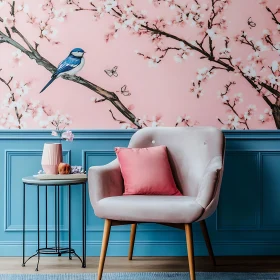 Pink Interior Design with Bird Accent