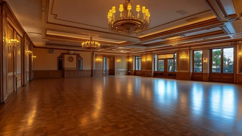 Ornate Interior with Polished Wood Floor