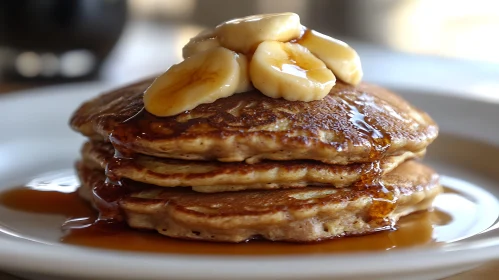 Tasty Pancake Stack with Banana Topping