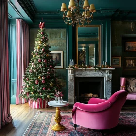 Christmas Interior with Pink Accents