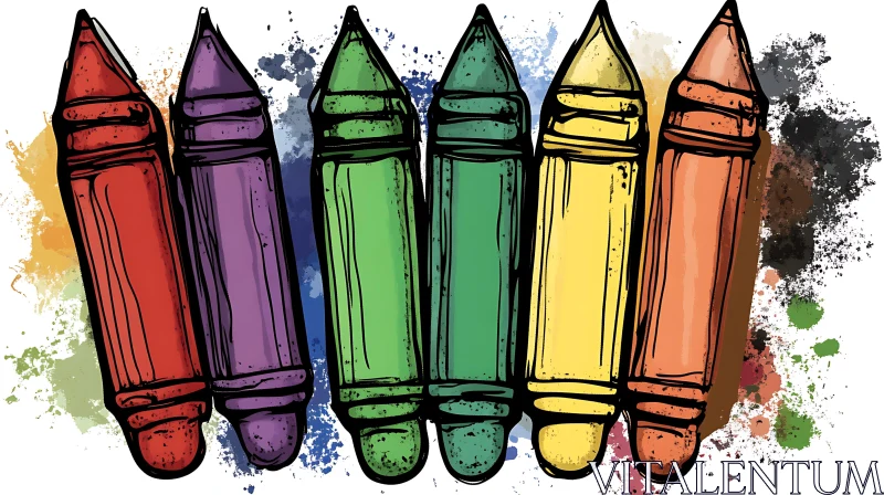 Spectrum of Crayons - Artistic Expression AI Image