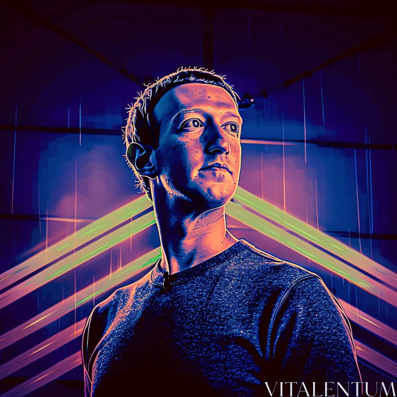 Mark Zuckerberg Abstract Digital Portrait AI Image