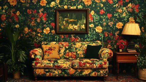 Floral themed Living Room with Vintage Furniture