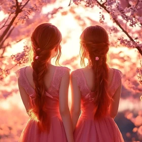 Two Women in a Pink Floral Dream