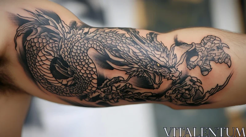 Detailed Mythical Dragon Tattoo Design AI Image